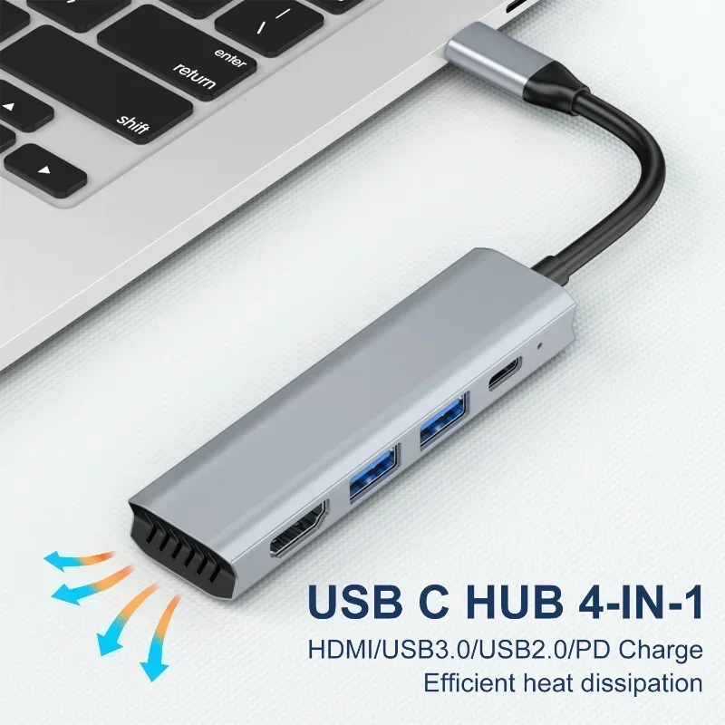 Док-концентратор Type-c + USB3.0 USB2.0 Pd Концентратор четыре в одном 4k подходит для Macbook