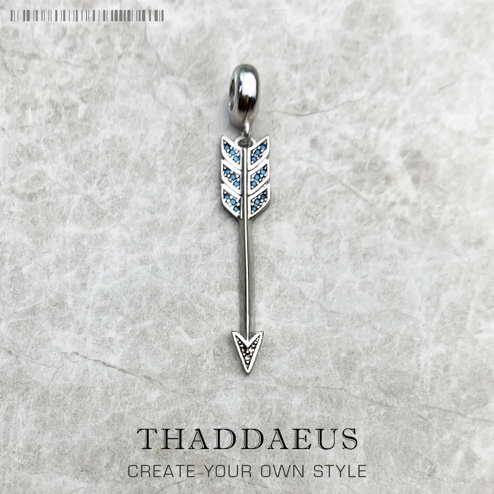 Arrow Blue Charm Pendant Spring 925 Sterling Silver Gift For Women Men Jewelry