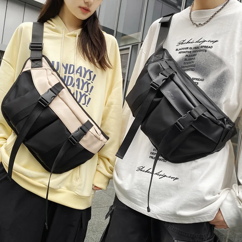 Street Trend Men Crossbody Bag IPad Zipper Waterproof Fashion Multi-layer Chest Bag Daily Commute Large Capacity Messenger Bag