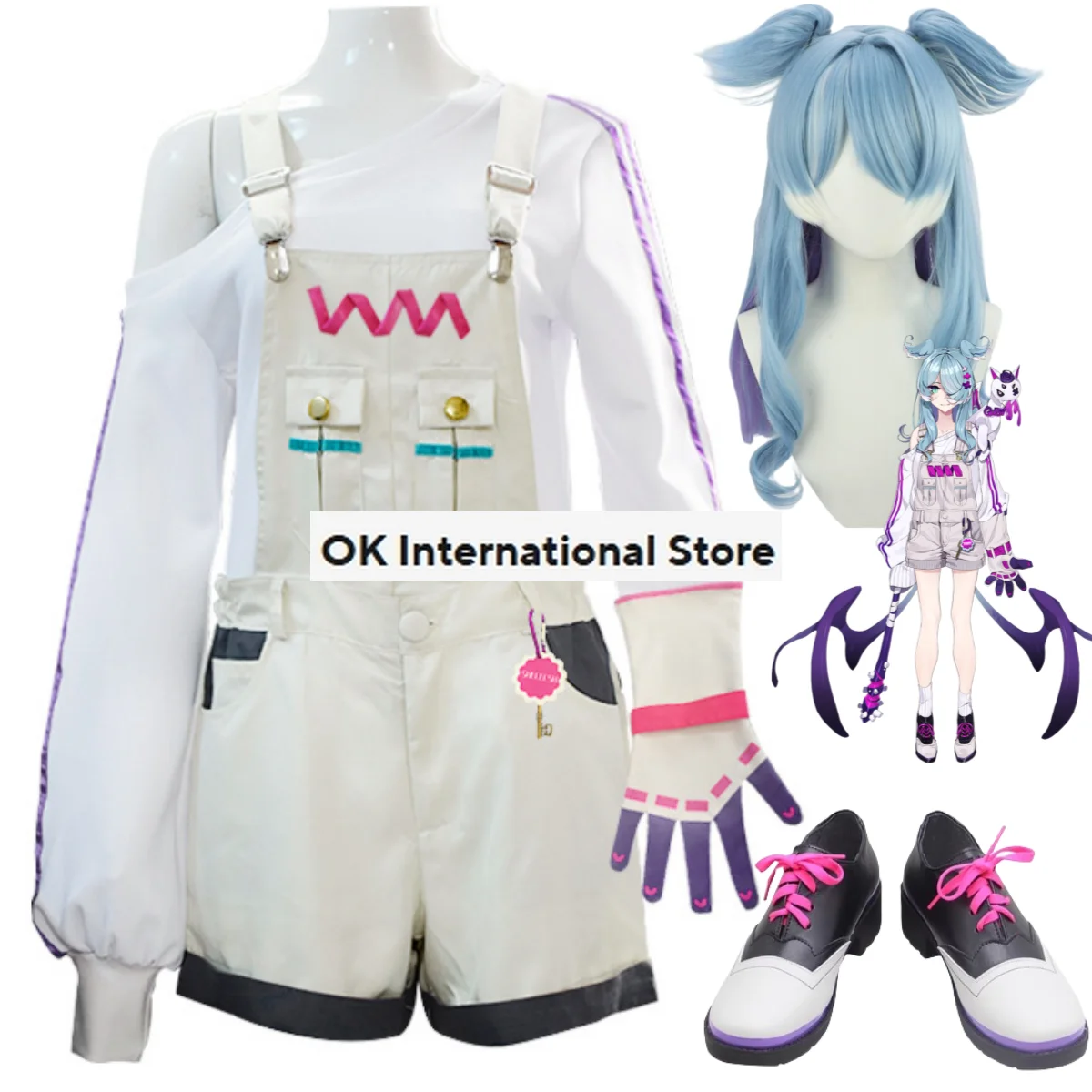 Женский костюм для косплея из аниме NNIJISANJI EN Elira Pendora легкие комбинезоны футболка