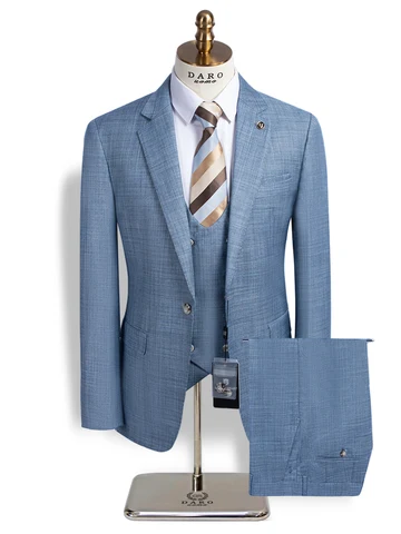 DARO (пиджак + жилет + брюки) Высококачественный брендовый модный однотонный мужской повседневный деловой костюм из 3-х предметов Свадебный костюм DRSV83703
