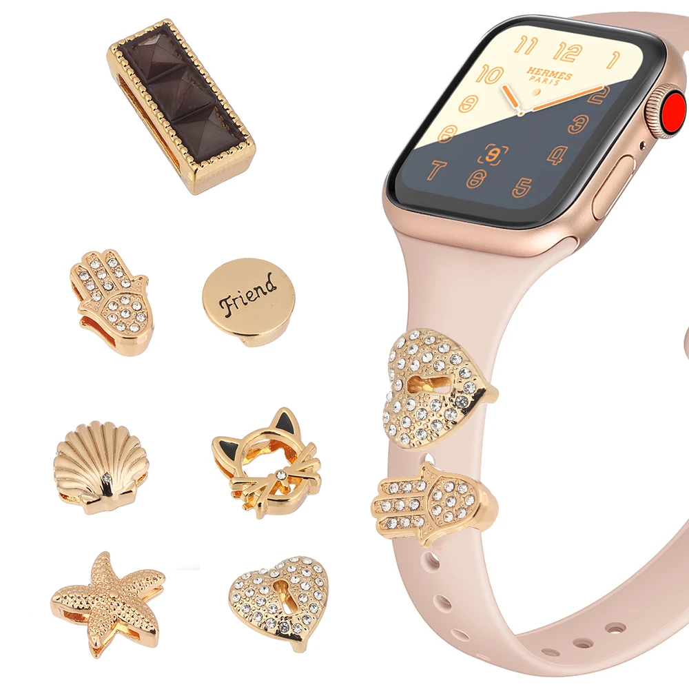 10MM Decorative Charms For Apple Watch Band Silicone Bracelet Metal Star Diamond for iwatch Sport Strap Accessories - купить по