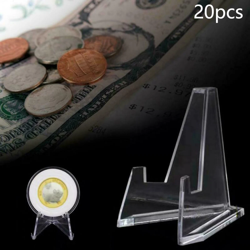 

Acrylic Coin Display Stand Easel Holder Small Coins For CD Bookshelf Collectable Coin Capsule Medal Clear Acrylic Racks