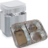 1030pcs 780ml 3 compartment foil pan disposable aluminum dinner tray with lids for go lunches leftovers or takeout food tray