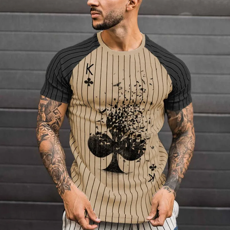 Купи 2022 New Oversize T-shirt Men Summer Fashion Cool Tshirt For Male Clothing Casual Harajuku Poker 3D Print Men's T Shirt Top за 359 рублей в магазине AliExpress