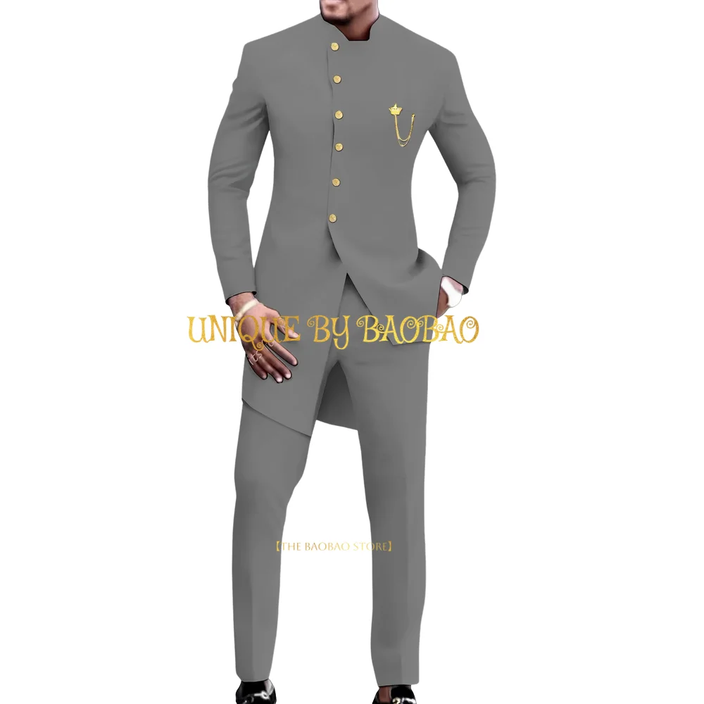 Мужской формальный костюм-двойка (куртка + брюки) новый длинный пиджак в