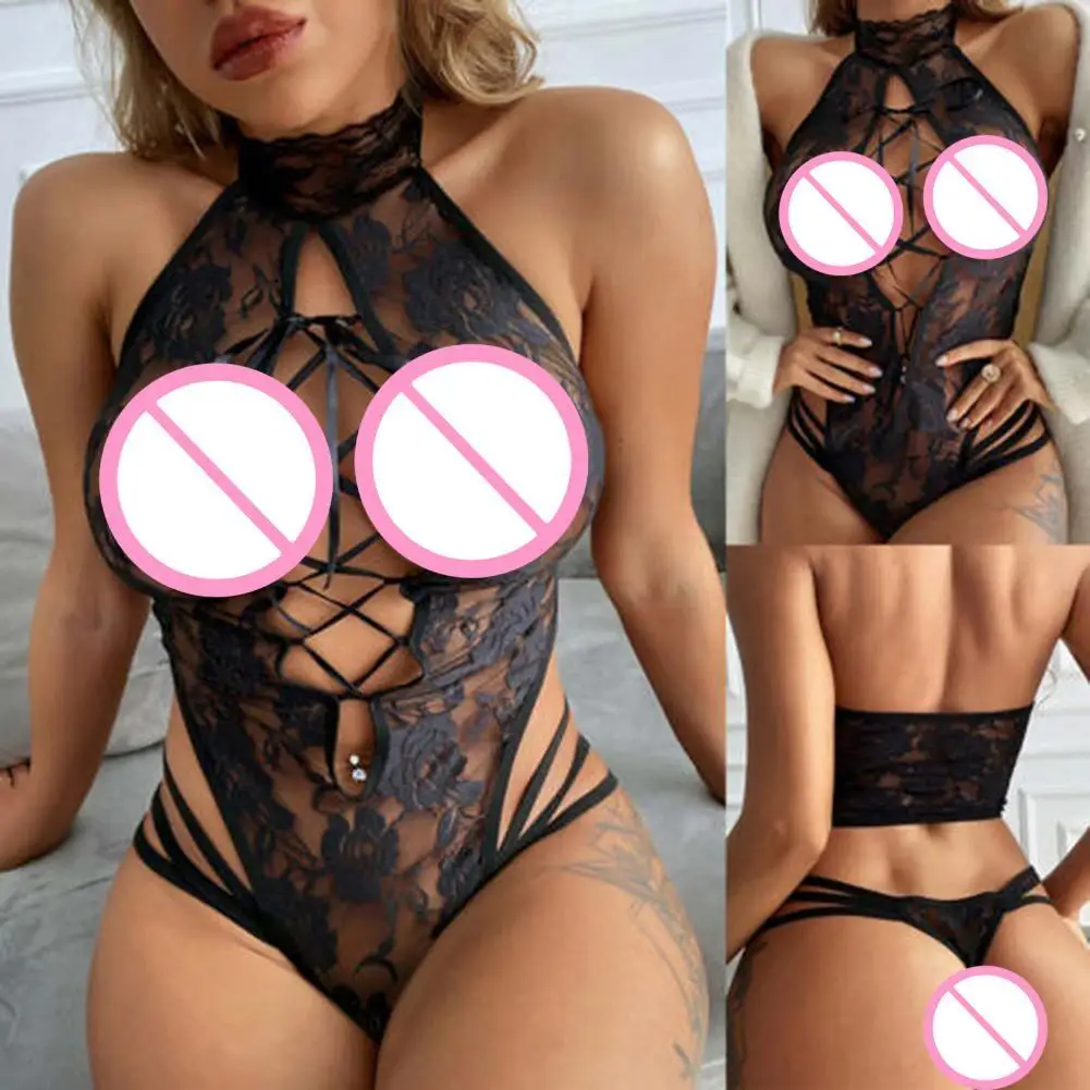

Bodysuit Underwear Hollow Out Bandage One-piece Off Shoulder Thin Pajama for Sleeping