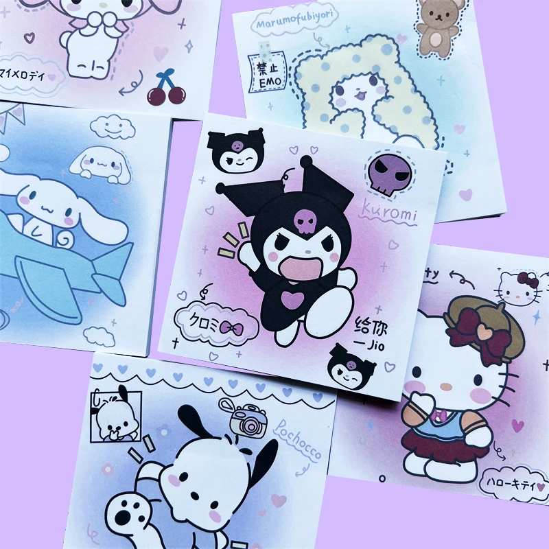 

Sanrioed Sticky Notes Kawaii Anime My Melody Kuromi Hello Kitty Cute Students Stationery Office Diy Material 50 Sheets Kids Gift