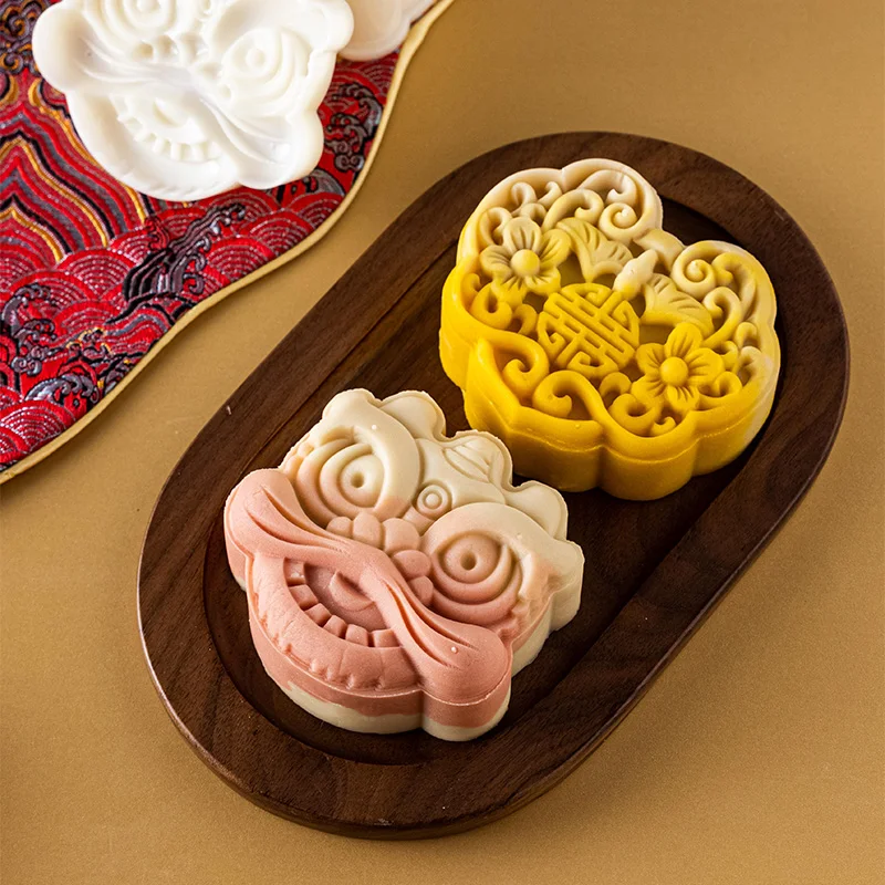 

3D Mooncake Mold 50g/75g National Tide Style Lion Patterns Mooncake Molds Press Cookie Mould For Mid-Autumnfond Fondant Molds
