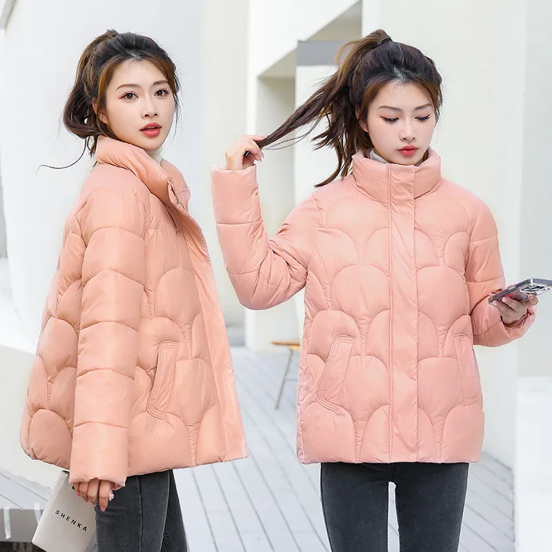 PinkyIsBlack 2023 New Autumn Thick Down Cotton Parkas Women Stand Collar Jacket Winter Coat Casual Basic Short Korean Outwear