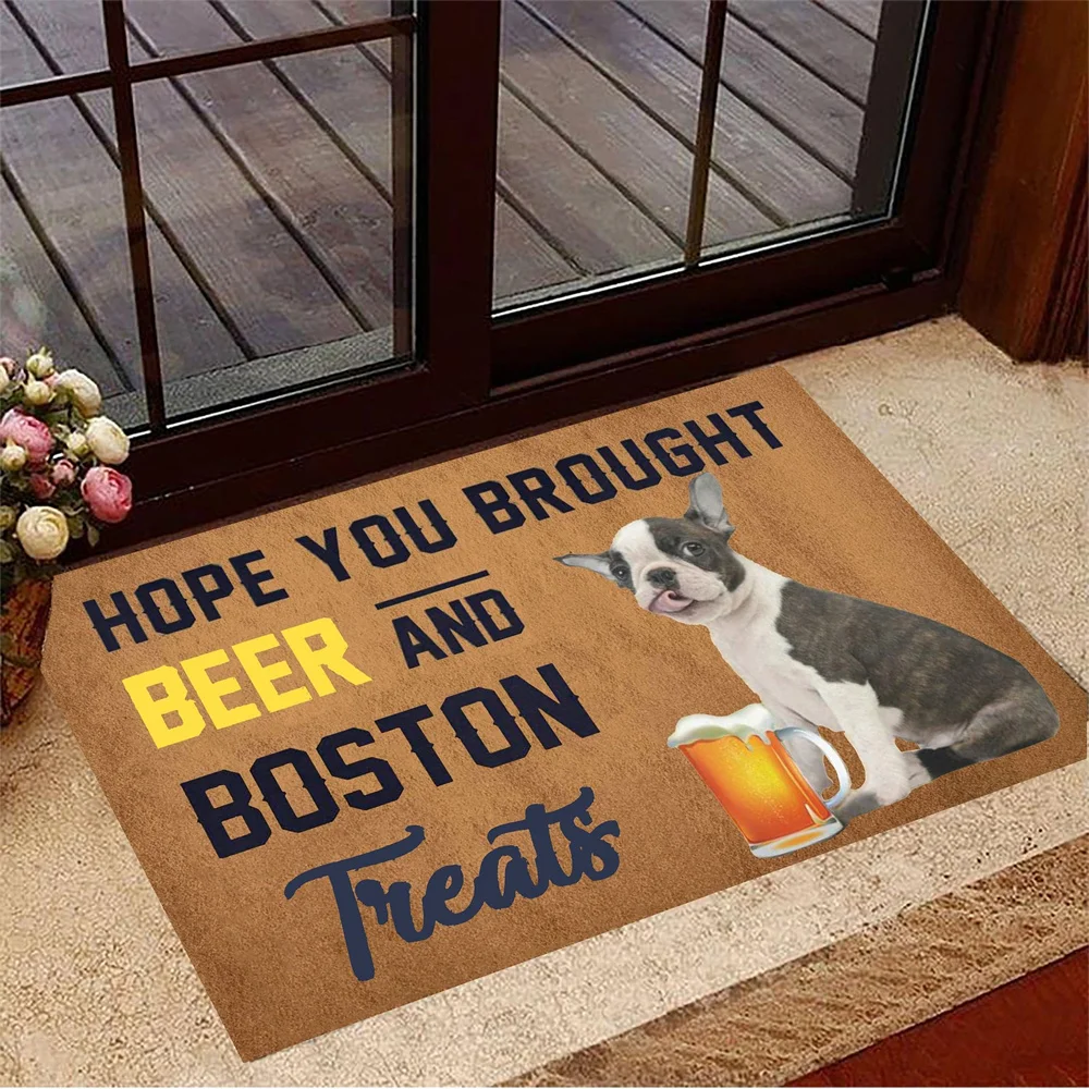 CLOOCL Hope You Brought Beer And Boston Treats Doormat Best Indoor Door Mats Beer Enthusiast Gifts 3D Antislip Absorbent Doormat