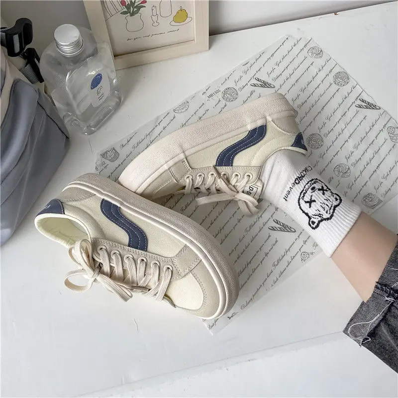 Autumn Canvas Sneakers 2022 New Fashion Students White Platform Sneakers Korea Daily Wear All-match Basic Sleek Female Shoes
