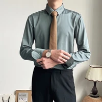 2022 spring solid color shirts for mens long sleeve casual shirt high quality business dress shirt social party tuxedo blouse