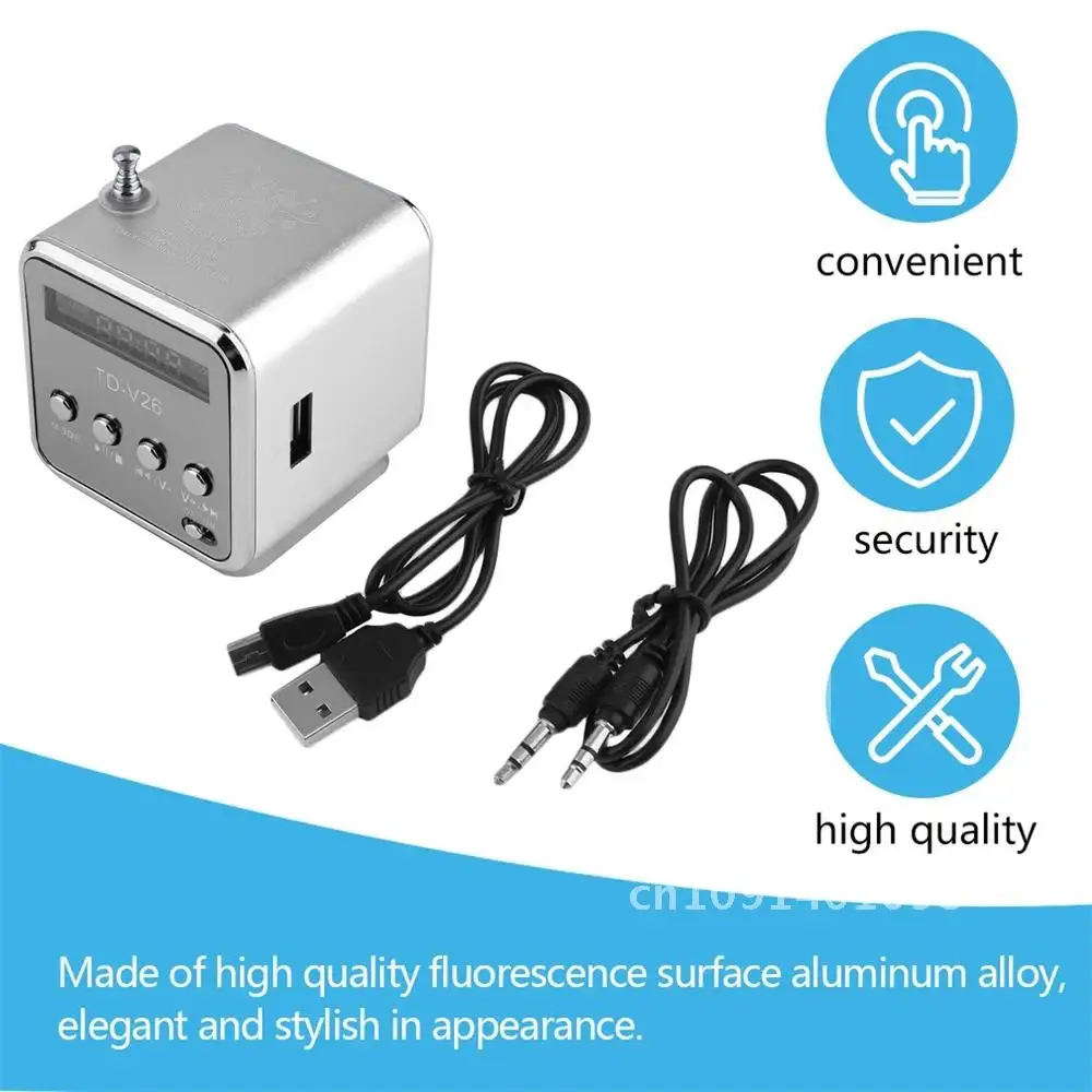 TD-V26 Мини Портативный Звуковой Динамик TF-карта FM-радио AUX Стерео Музыкальный Плеер