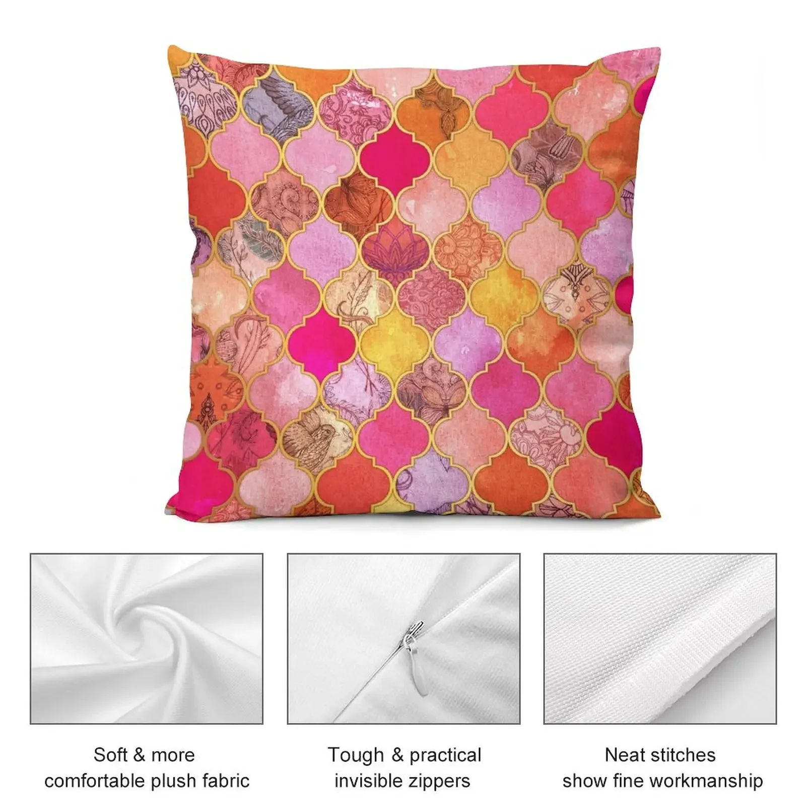 Ярко-розовый золотой мандариновый и темно-серый декоративный узор из