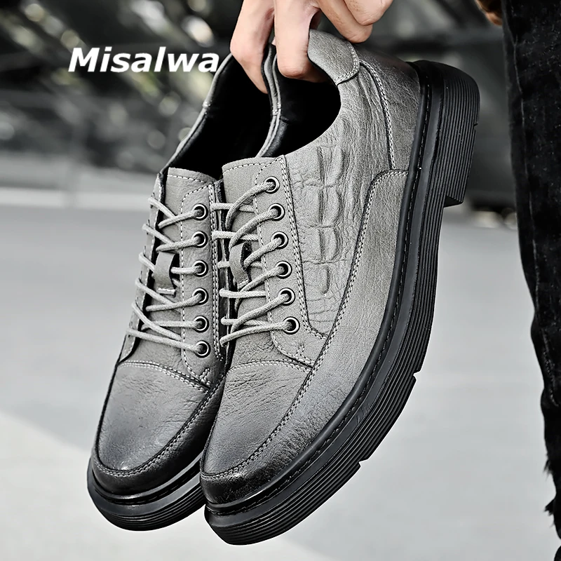 

Comfortable Men Moccasins Misalwa Versatile Handcraft Men Loafers Crocodile Pattern Leather Casual Shoes Plus Size