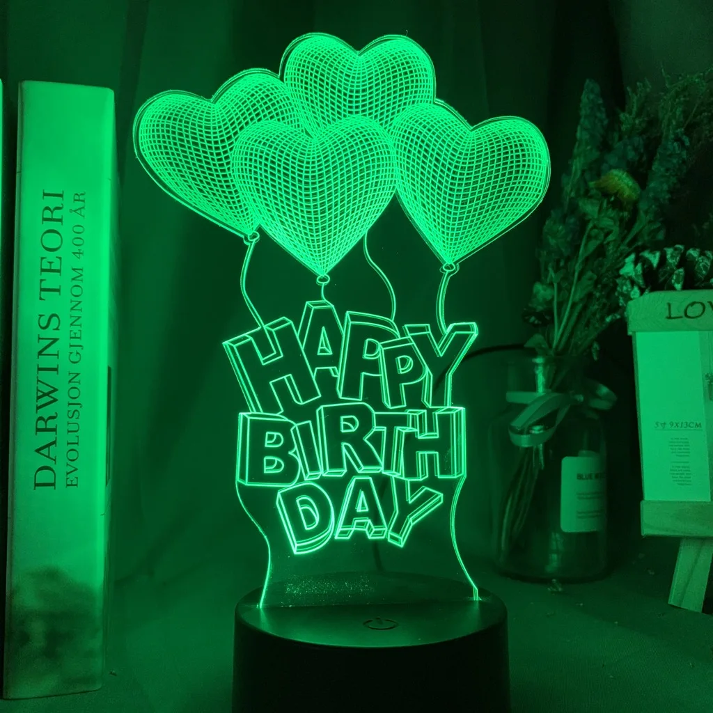 

LED remote control night light heart-shaped balloon discoloration night light girl baby room decoration unique birthday gift bed