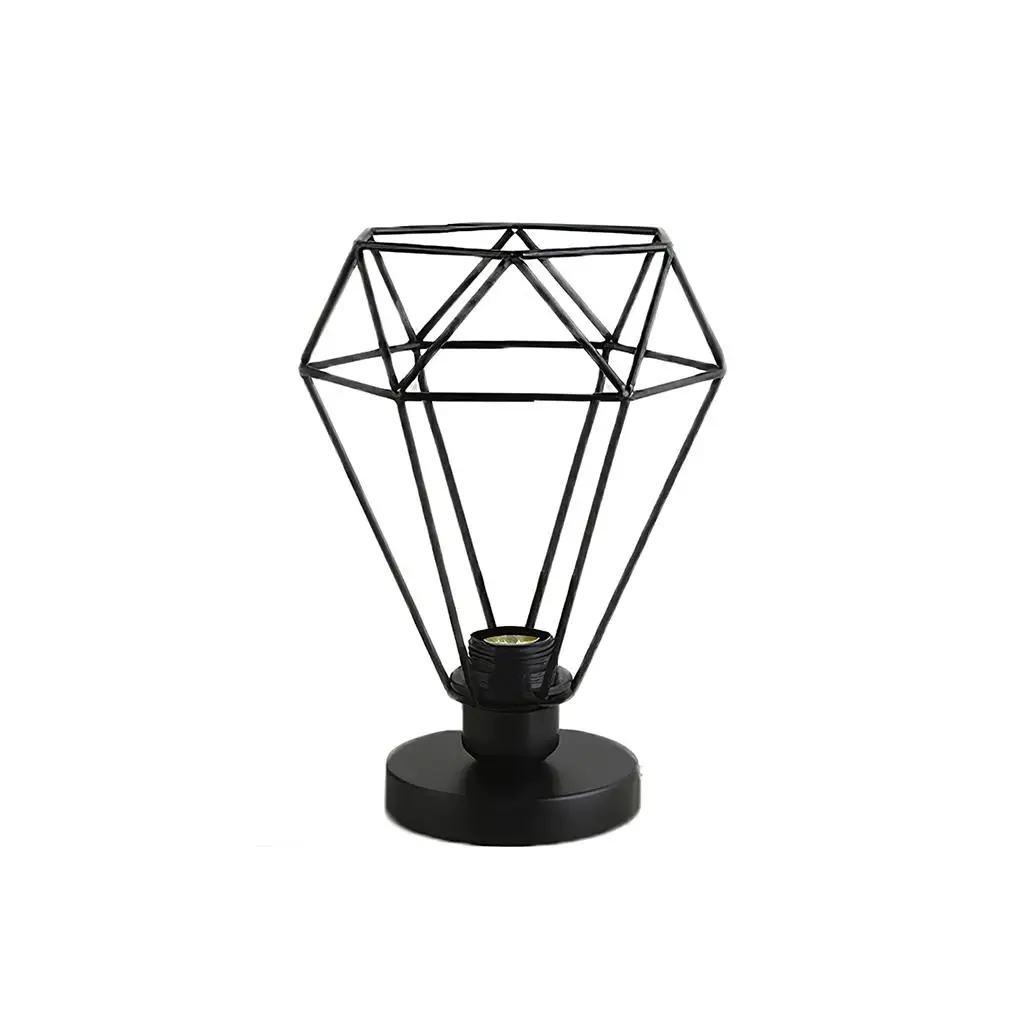 

Metal Jewelry Shape Lamp Cage Iron Lampshade Hollow Frame Table Decor Battery Box Desktop Bedside E27 Light Without Bulb