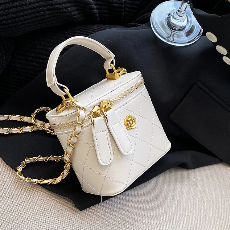 

Mini Box Shape PU Leather Crossbody Bag With Short Handle 2022 Cute Totes Women's Designer Handbag Luxury Brand Shoulder Bag