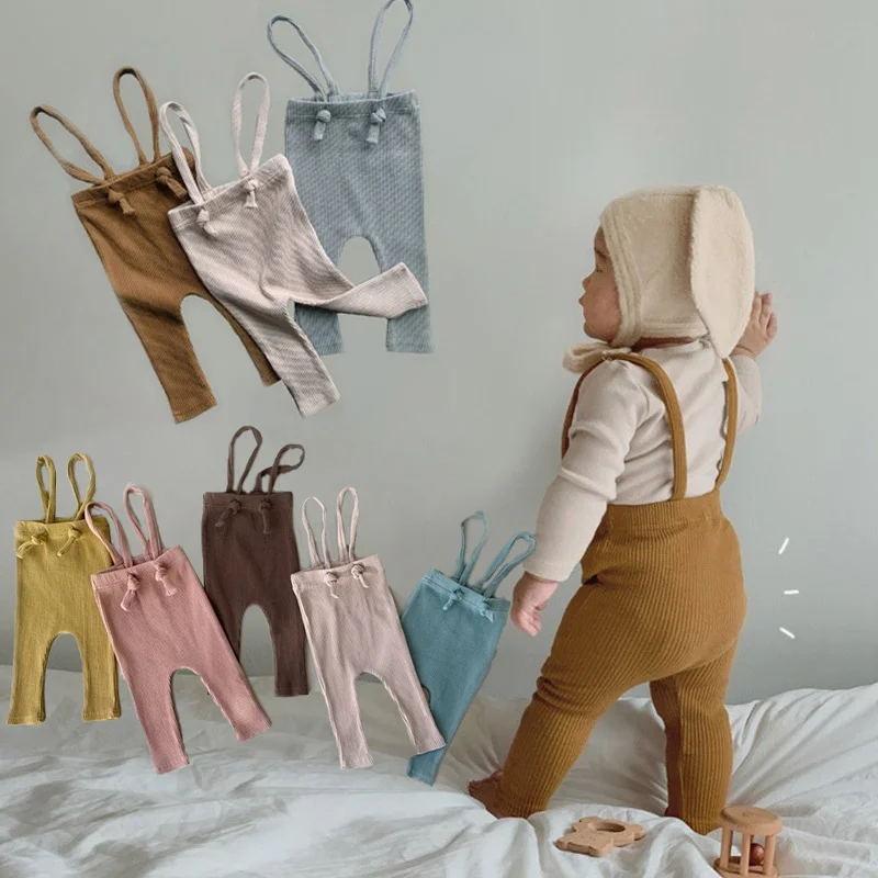 

Infant Kids Suspender Pantyhose Spring Autumn Baby Girls Boys Cute Solid High Waist Breathable Top Bandage Overall Leggings