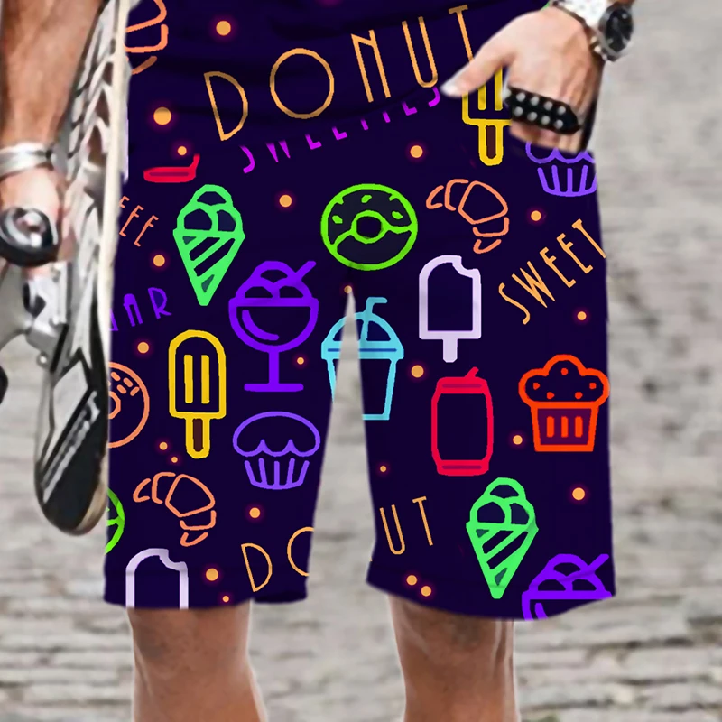 Men's Shorts Beach Colorful Graffiti Comfortable Streetwear Summer Elastic Waist Harajuku Mens Clothing 3D Printed Men/Women Man