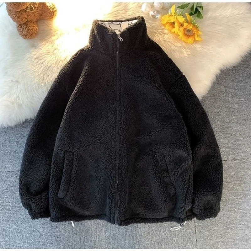 2022 New Autumn 2022 Winter Women Jacket Loose Cotton-padded Casual Lamb Wool Can Be Worn On Both Sides Long Sleeve Coat Clothes