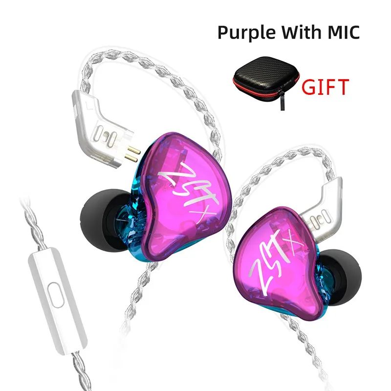 

KZ ZST X 1BA+1DD Hybrid In-Ear Earphones Gaming Speaker Headphone HIFI Bass Sports DJ Music Earbud Headset With Silver-plated