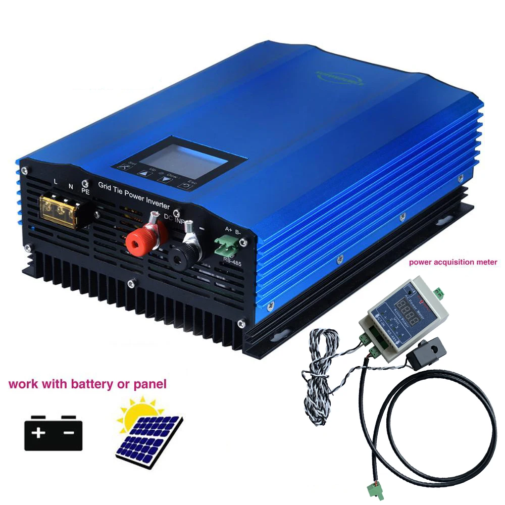 48V 72V 96V Batttery Discharge Grid Tie inverter 1200W with Limiter Solar Panel Grid Tie Micro Inverter with LCD display MPPT