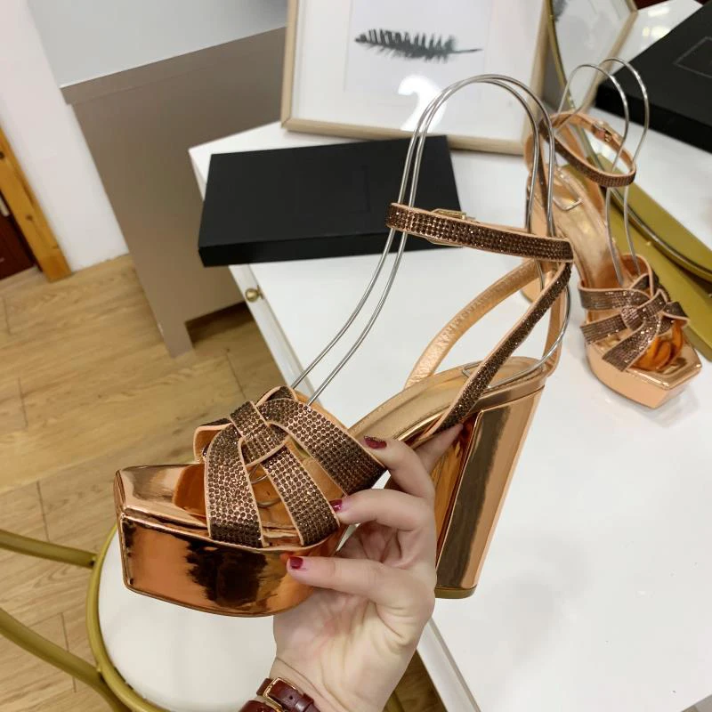 2022 latest fashion thick-soled super high-heeled hot drilling casual sandals comfortable sexy ladies catwalk high-heeled sandal