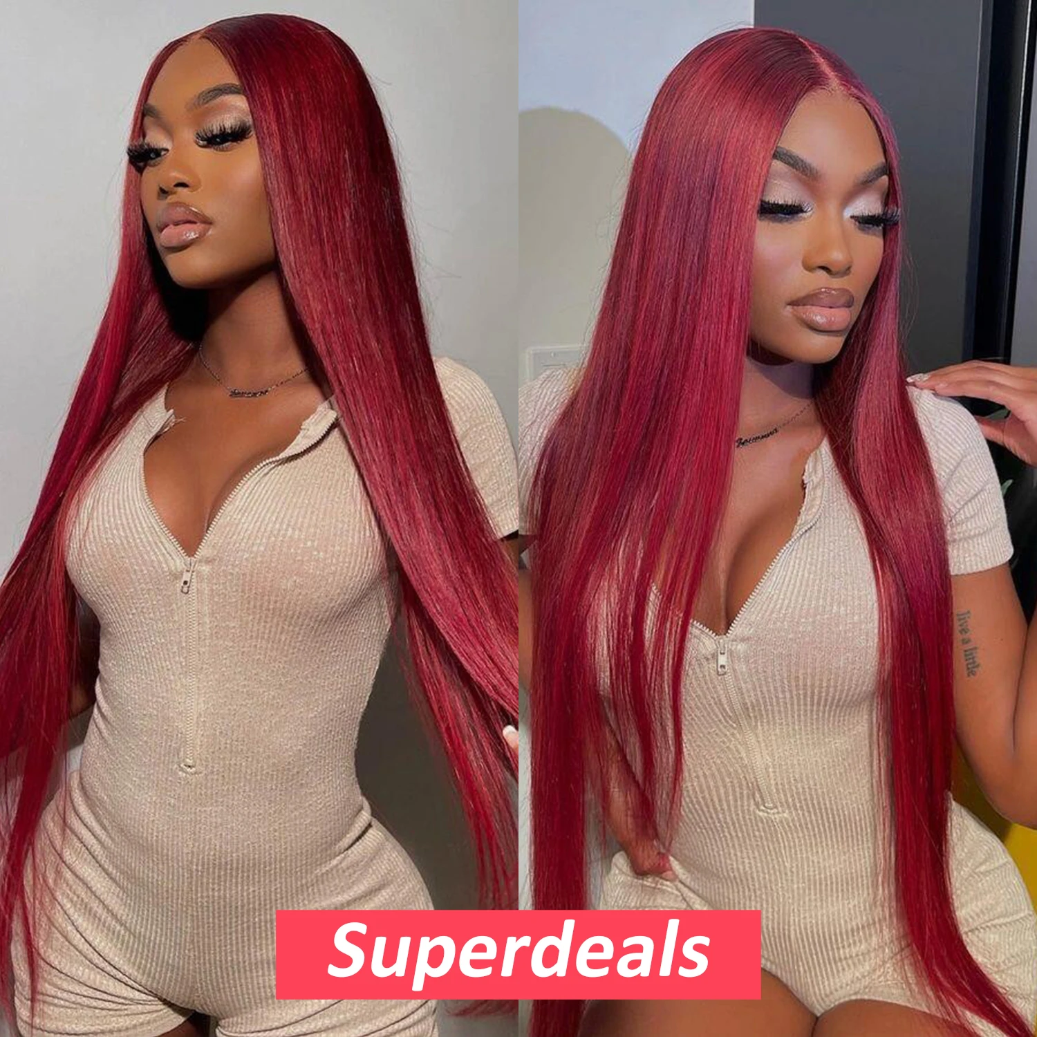 

13X4 Colored Red Lace Front Wig Straight Human Hair Body Wave 99J Burgundy Transparent Lace Frontal Wigs Brazilian PrePlucked