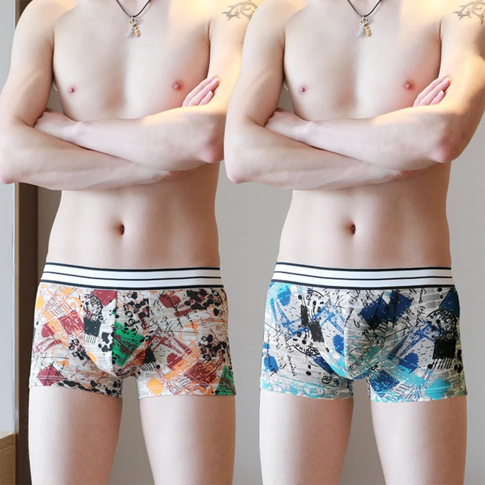 

Mens Underwear Sexy Boxer Shorts Penis Bulge Pouch Boxers Trunks Breathable Underpants Print Boxershorts Male Gay Bikini