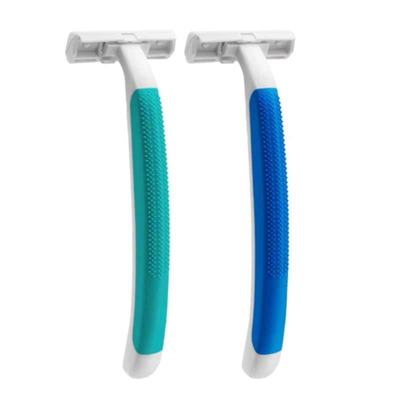 

D0AB 50 PCS Blue Green for Razor Disposable Stainless Steel Shavers for Men Wo