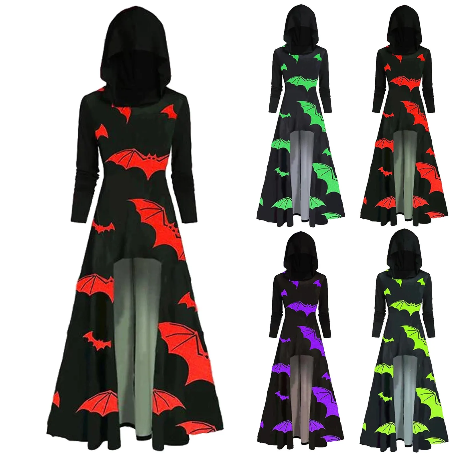 

Женские платья на Хэллоуин с длинным рукавом, винтажное женское платье с капюшоном, повседневные Длинные платья до щиколотки, удобное плать...