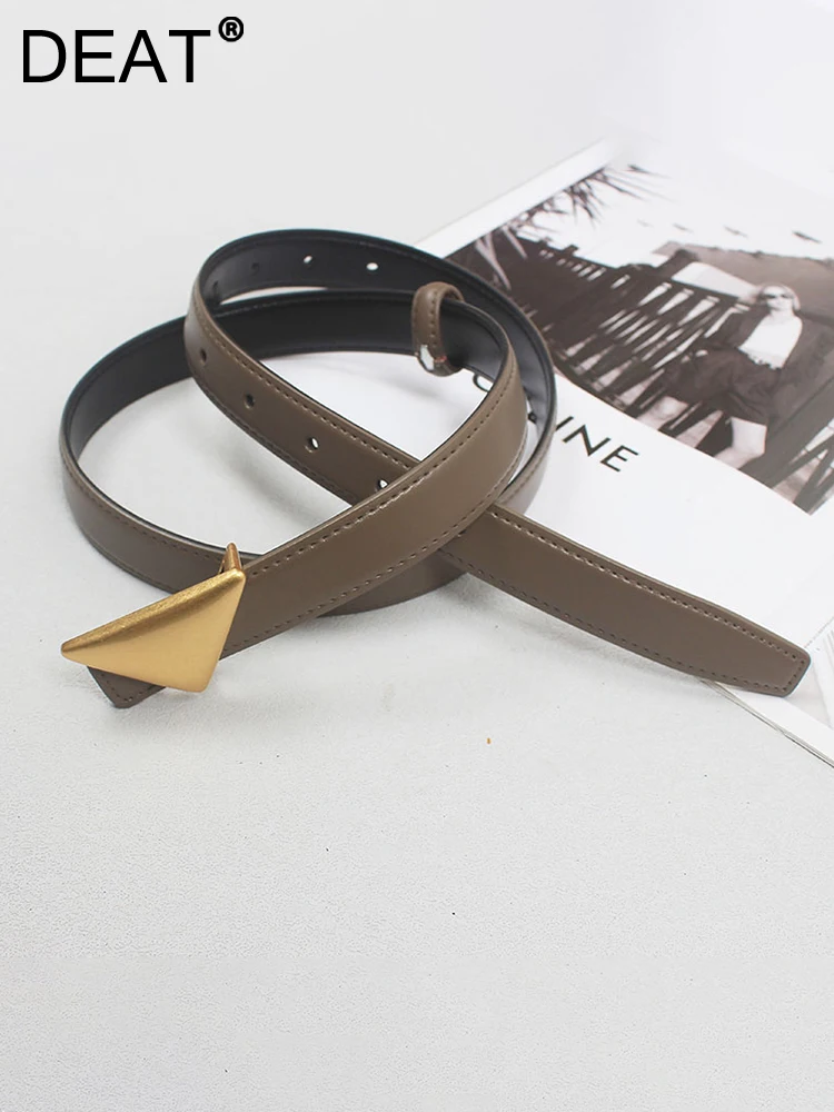 

DEAT Fashion Women's Simplicity Leather Belt Triangle Shape Adjustable Thin Solid Color Girdle Versatile Autumn 2023 New 7AB389