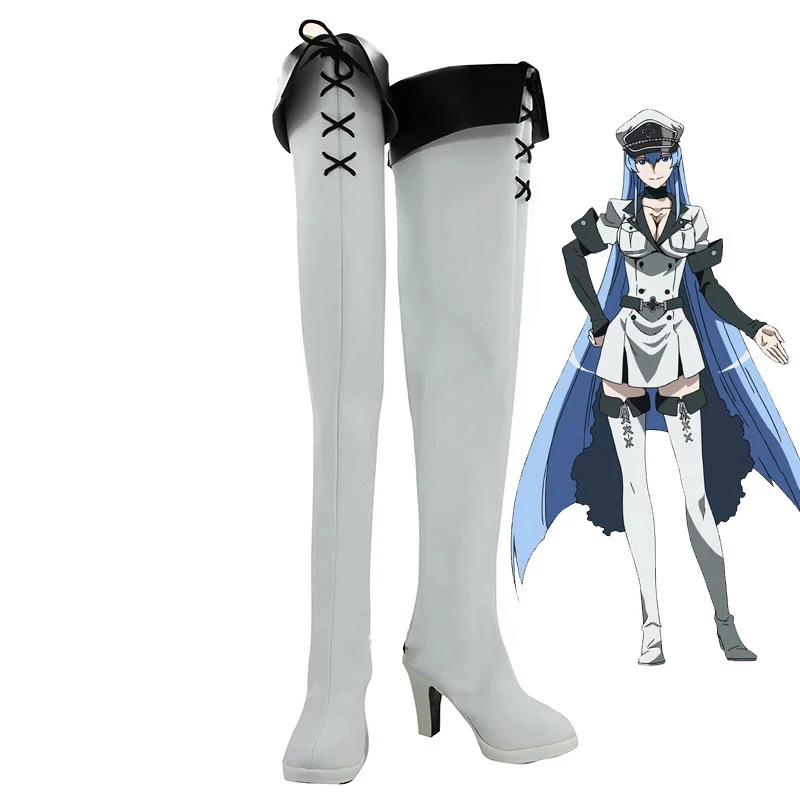

Akame Ga Kill! Белые туфли для косплея General Esdese Esdeath, женские туфли на высоком каблуке, изготовленные на заказ