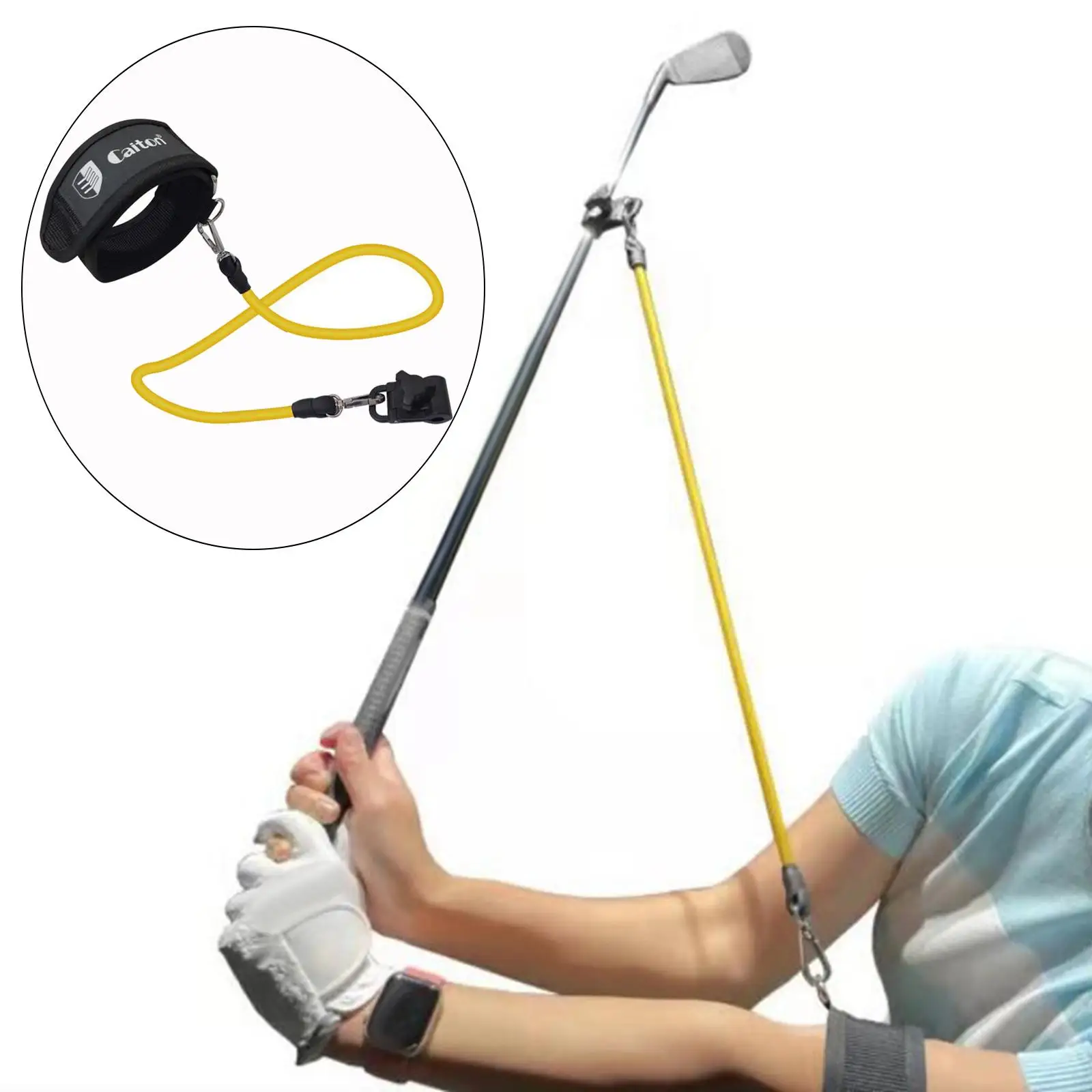 

Portable Golf Swing Trainer Training Aid Golf Club Equipment Adjustable Elastic Resistance Rope for Indoor Outdoor Flexibility