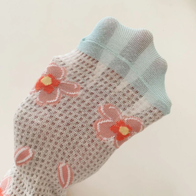 New Socks Women Summer Silk Tulip Blossom Socks Mesh Japanese Ins Fashion Designer Breathable Mid Tube Socks Cotton Short Girls