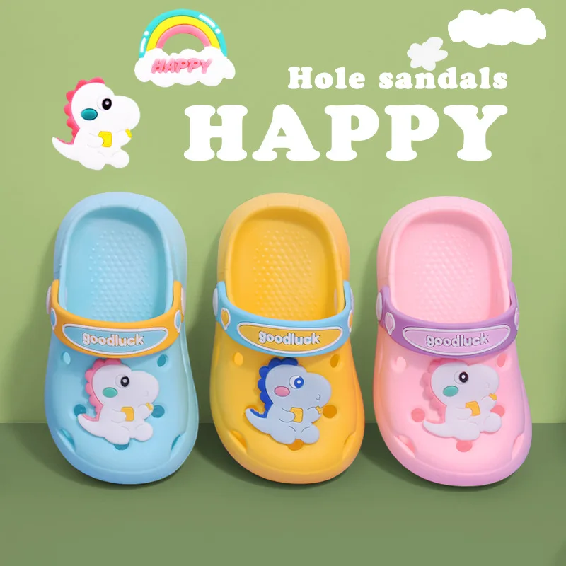 2022 Children's Slippers Summer Bathroom Slippers Cute Cartoon Patch For Girls Sandals Anti-slip Outside Beach Boys Shoes