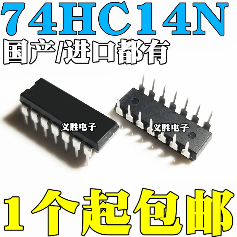 

Новый и оригинальный триггер 74HC14 74HC14N SN74HC14N DIP14 с шестью инверторными схемами, интегральная схема, 8-битный серийный регистратор chi