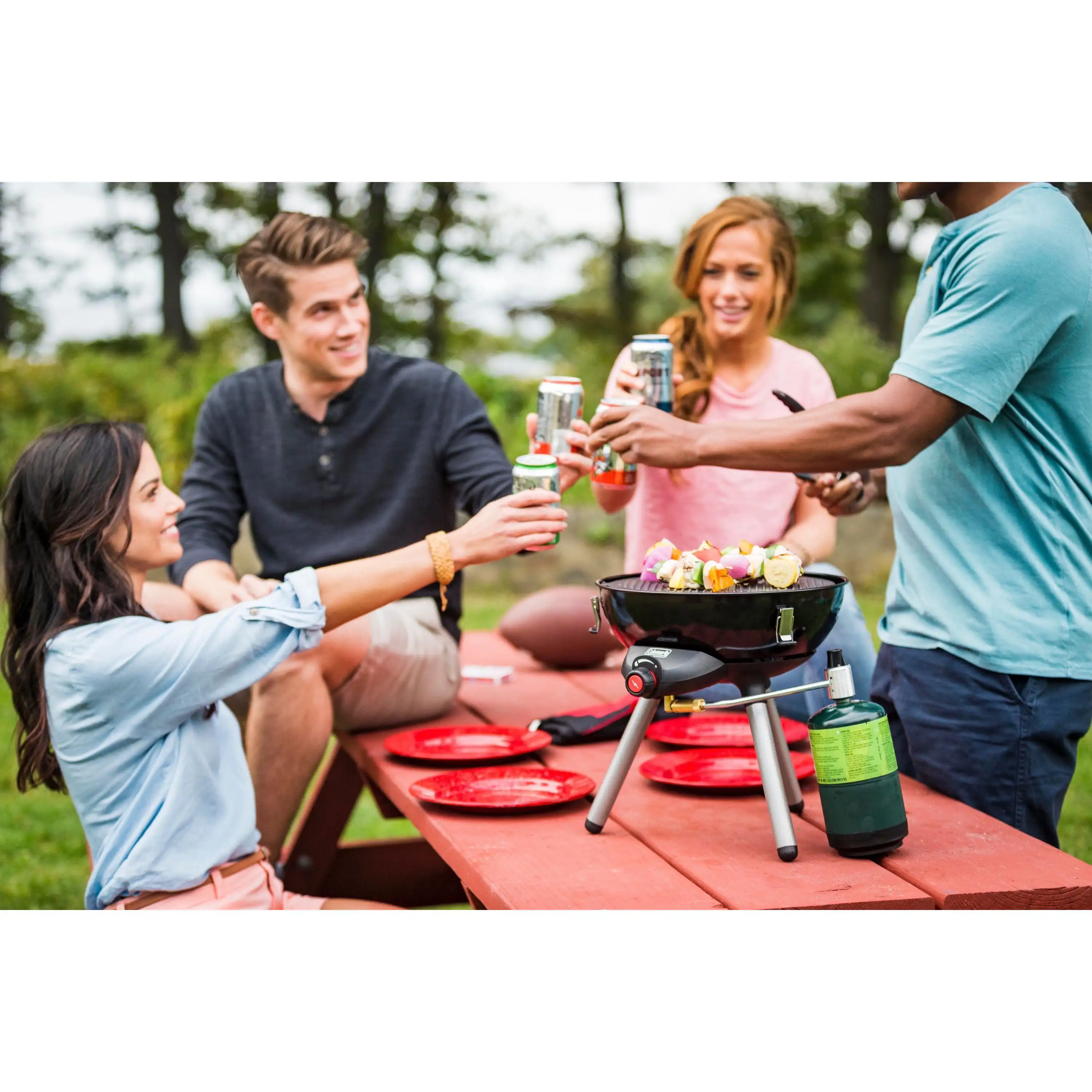 

24-Piece Enamel Dinnerware Set, Red