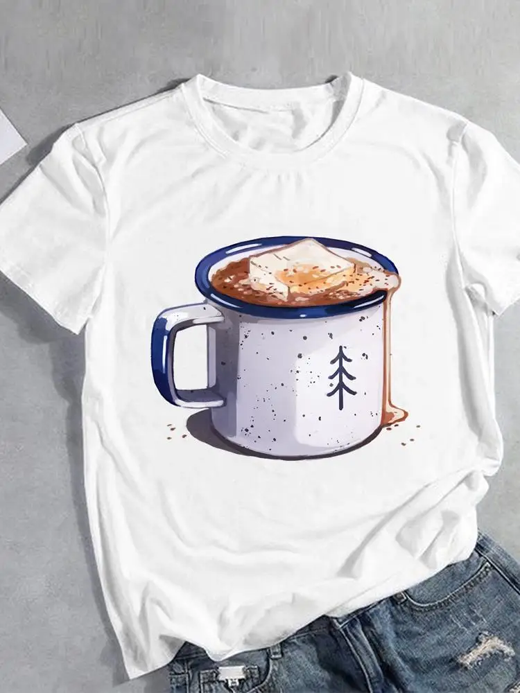 

Акварельная трендовая Милая Рождественская футболка с коротким рукавом Новогодняя женская одежда праздничная модная футболка с графическим принтом женские футболки