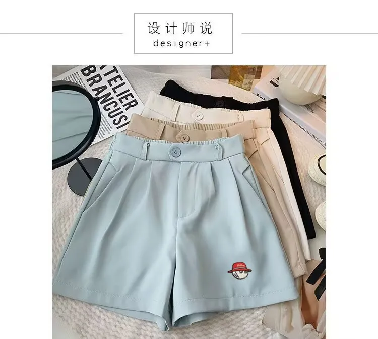 

Women's Malbon Embroidered Golf Suit Shorts Women's Summer 2023 New Casual Semi-elastic High-waisted Wide-leg Pants M-5xl