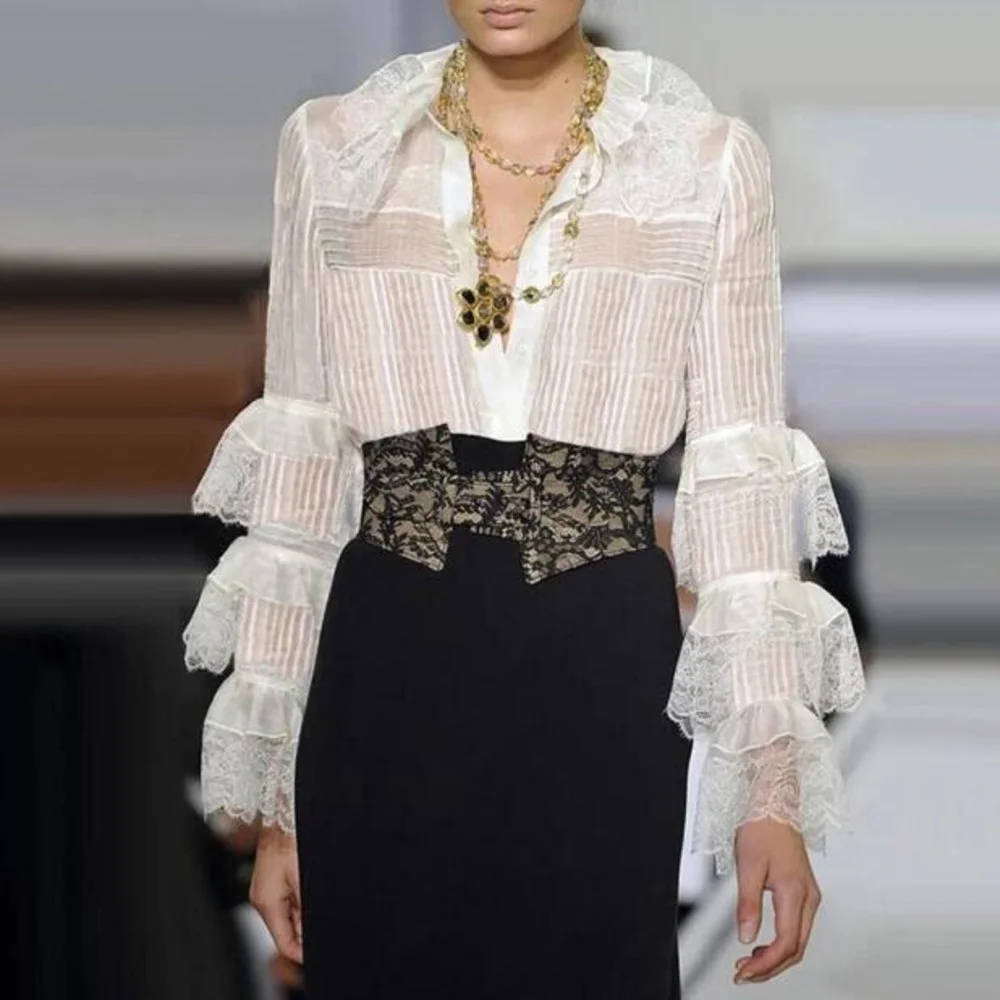 

Fashionable Sexy Long Sleeve Commuting Solid Color White Temperament Lolita Shirt Fashion Tops Kawaii Clothes Spring