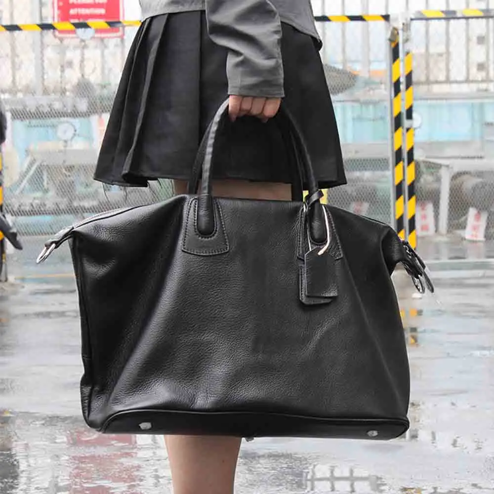 MS Oversized Real Leather Woman Bag Luxury Lady Travel Tote Shoulder Bags 38cm Roomy Handbag Fashion Commuting Big Bag 20203 New