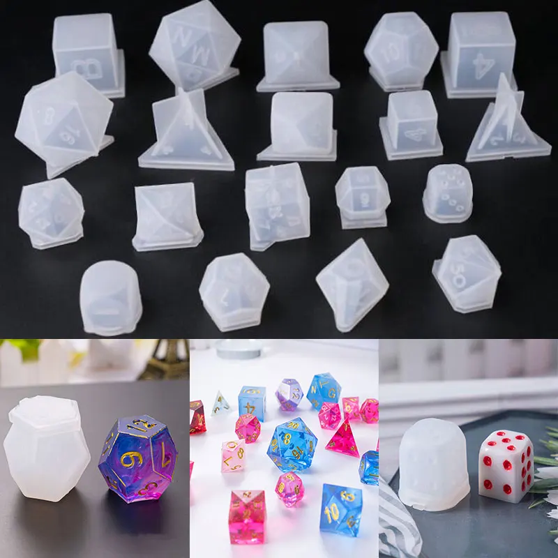 

DIY crystal drop glue mold dice dice rounded square triangle dice mirror mold multi-specification digital game silicone mold