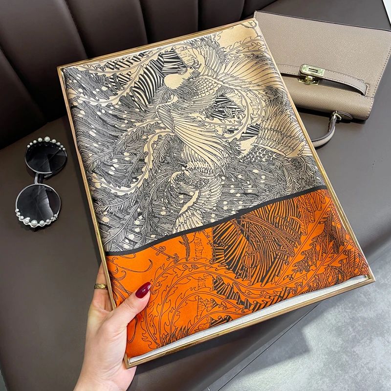 

Роскошный брендовый 2023 шелковый шарф, Женские Большие шали, Пашмина, хиджаб, фуляр, дизайнерский женский шарф с принтом накидка для пляжа Head