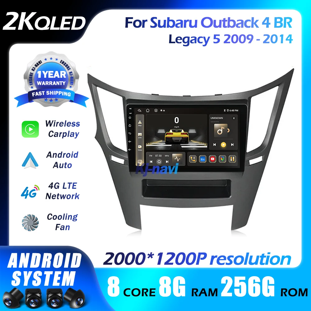 Автомобильный радиоприемник Android 14 для Subaru Outback 4 BR Legacy 5 2009 - 2014 QLED мультимедийная