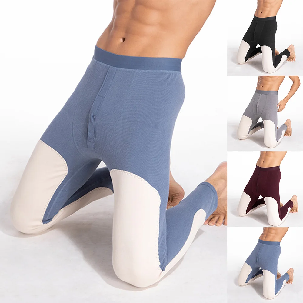 

Mens Fleece Underpants Thermal Winter Warm Underwear Man Soft Elastic Bottoms Slim Fit Long Johns Men's U Convex Leggings