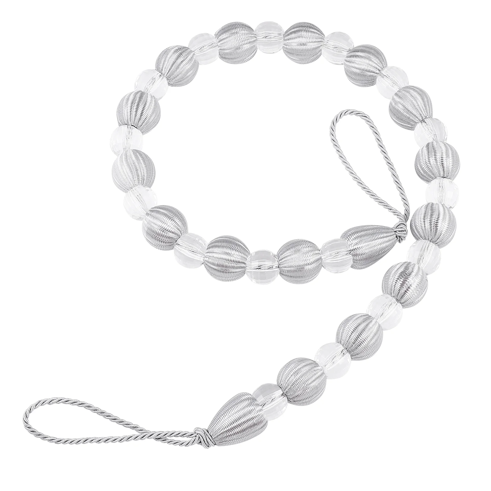 

VORCOOL 2pcs Acrylic Bead Drape Curtain Clip Stylish Curtain Tiebacks Holdbacks Curtain Buckles (Silver and White)