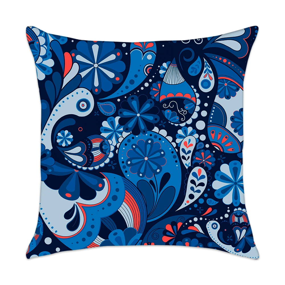 

Винтажный Синий чехол с цветочным принтом для офиса, дивана, Квадратной Подушки, чехол для Hoem Decor, для гостиной, наволочка 45x45 см